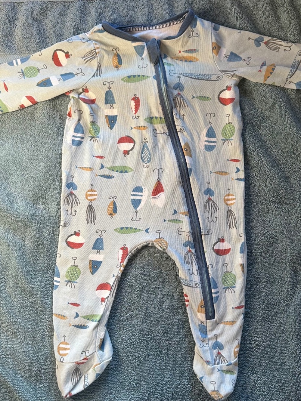 Mud Pie Baby Sleeper 0-3M Fishing Lures Footed Pajamas Zip One Piece